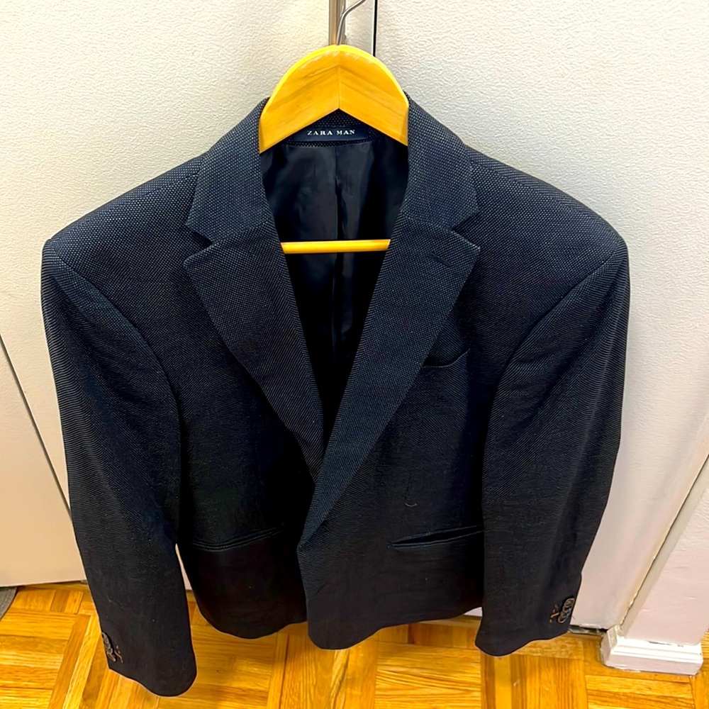 Zara Men’s Midnight Blue Blazer w/ White Dots.